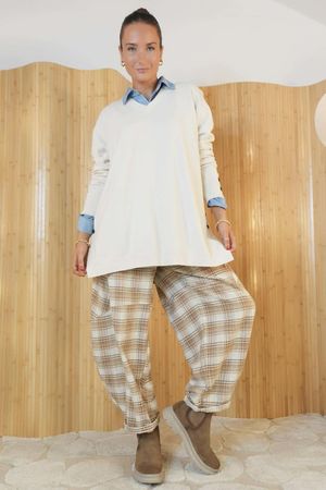 Elodie V Neck Button Knit Stone